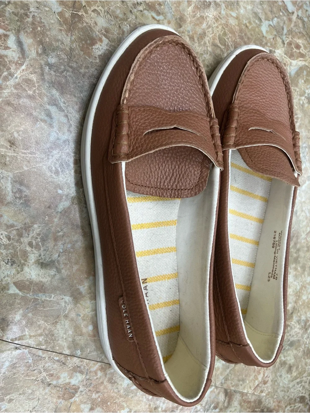 Cole Haan Brown Leather Slip-On Penny Loafers